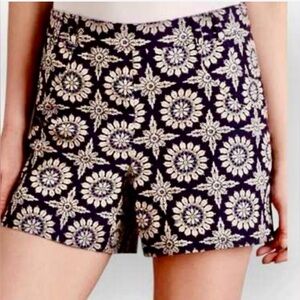 Anthropologie Elevenses Blue and cream Floral High Waist Shorts